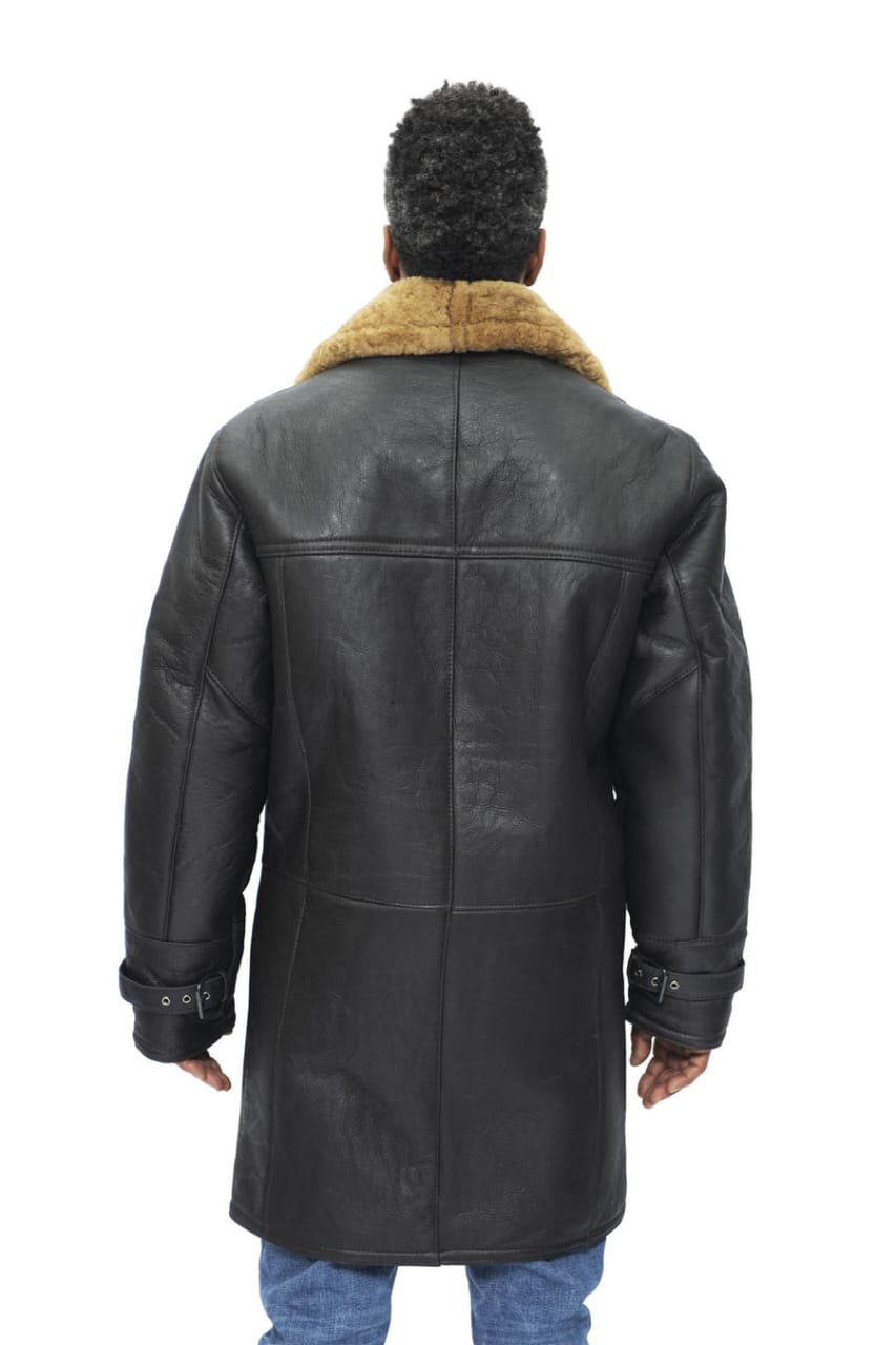 MENS WARM SHEARLING SHEEPSKIN CROMBIE COAT-COLOGNE