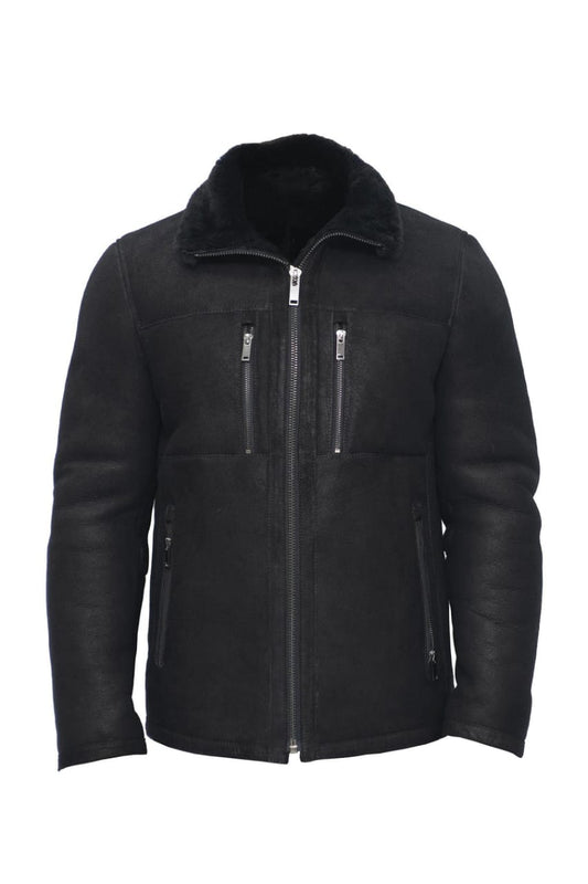 MENS SHEEPSKIN BIKER BOMBER JACKET-AGBOVILLE