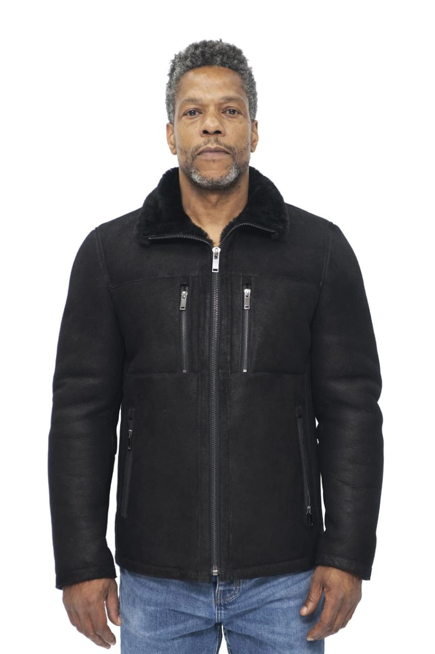 MENS SHEEPSKIN BIKER BOMBER JACKET-AGBOVILLE