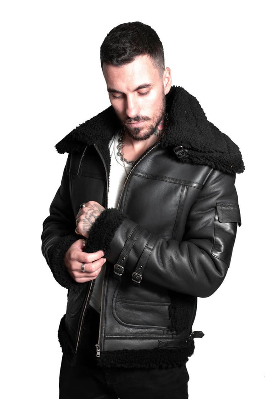 MENS RETRO BIKER SHEEPSKIN JACKET-AVIGNON