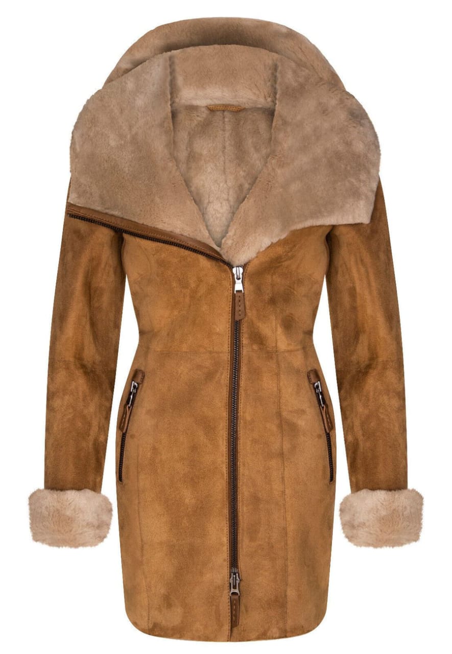 WOMENS MERINO SHEEPSKIN HOODED COAT-ANTIOCH