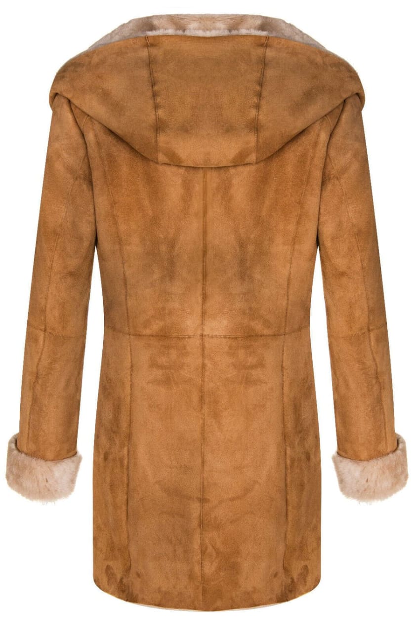 WOMENS MERINO SHEEPSKIN HOODED COAT-ANTIOCH