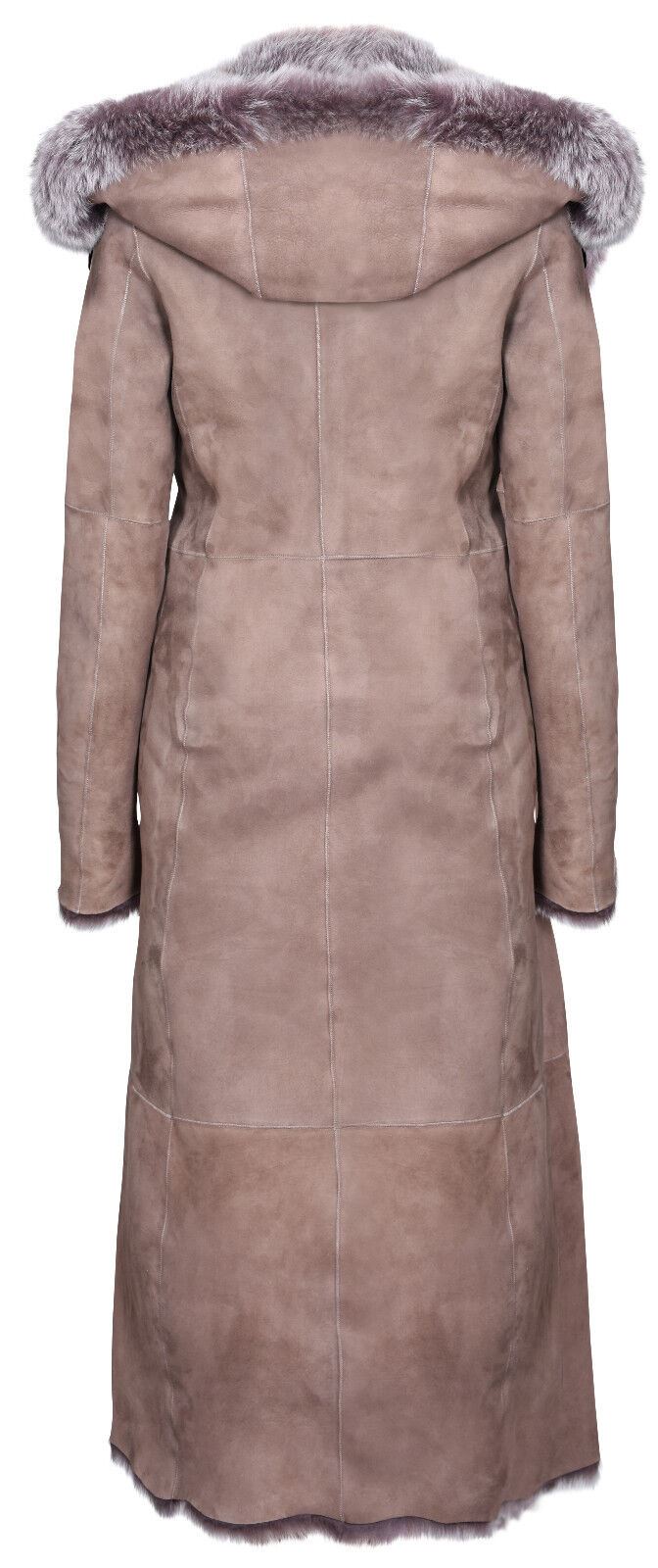 WOMENS SUEDE TOSCANA SHEEPSKIN HOODED TRENCH COAT-RUSHDEN