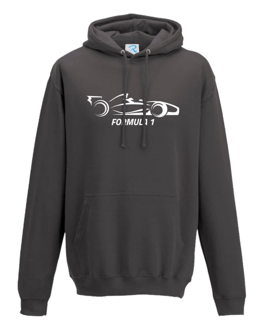 F1 Distressed Car Graphic fleece grey Hoodie F1 RACE GEARS