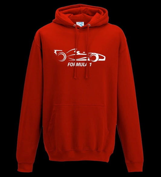 F1 Distressed Car Graphic fleece red Hoodie F1 RACE GEARS