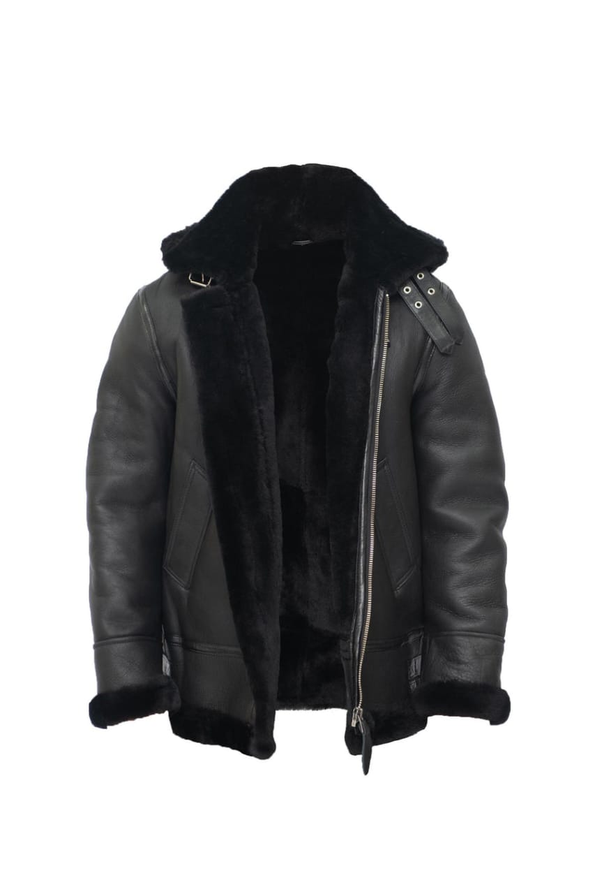 MENS HOODED SHEEPSKIN LEATHER B3 FLYING JACKET-COLUMBUS