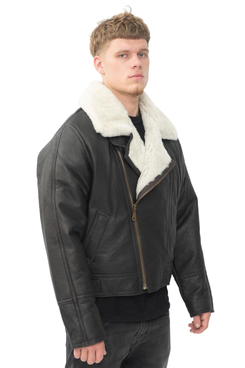 MENS SHEEPSKIN LEATHER WW2 BOMBER JACKET-TUCSON