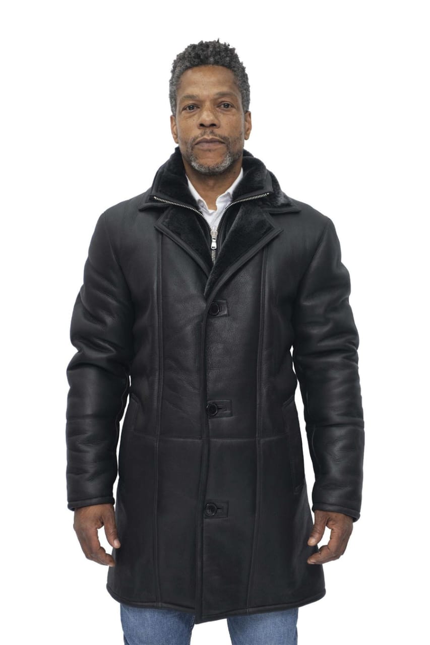 MENS WARM SHEARLING SHEEPSKIN LEATHER COAT-FLORENCE