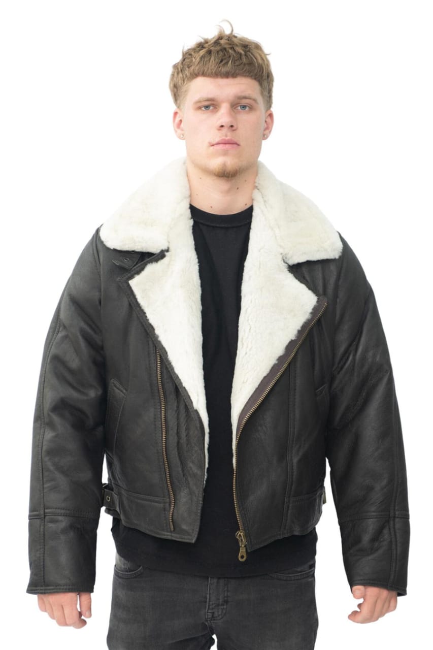 MENS SHEEPSKIN LEATHER WW2 BOMBER JACKET-TUCSON