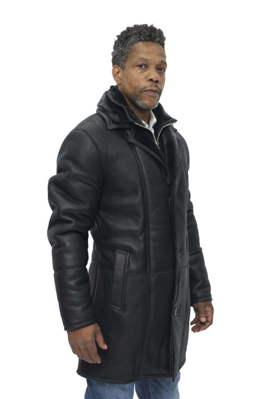 MENS WARM SHEARLING SHEEPSKIN LEATHER COAT-FLORENCE