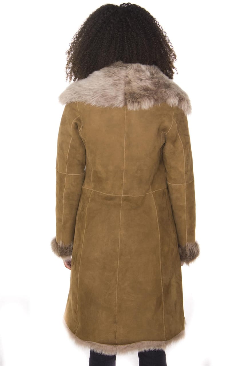 WOMENS TOSCANA SHEEPSKIN SUEDE TRENCH COAT-TBILISI